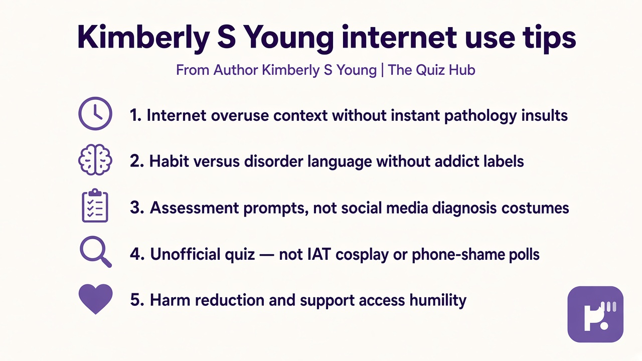 Young tips: overuse not dunk wars; habit vs disorder; assessment humility; unofficial quiz; no phone shame polls