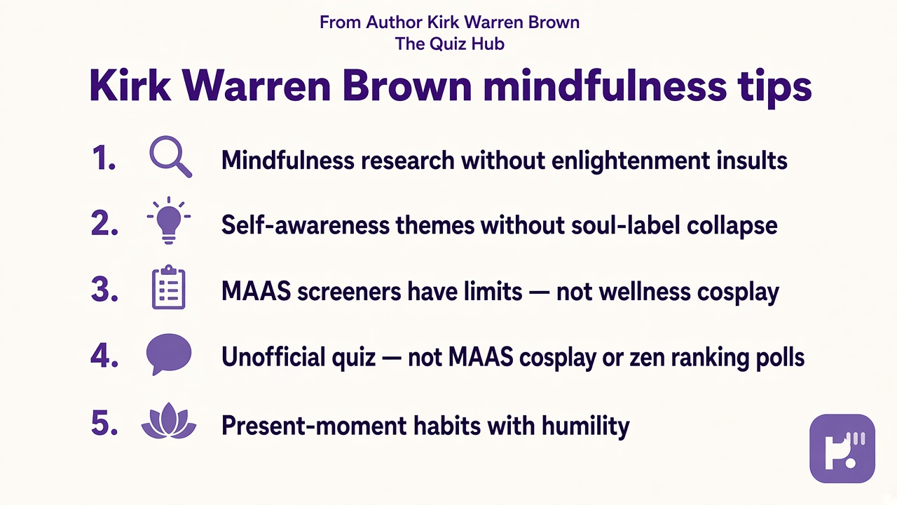 Brown tips: awareness not dunk wars; MAAS humility; self-awareness research; unofficial quiz; no zen ranking polls