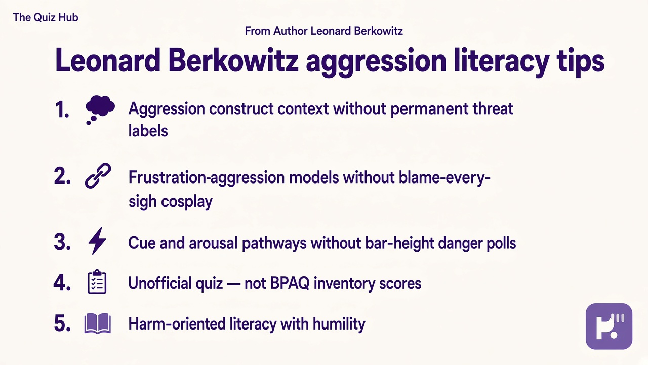 Berkowitz tips: frustration context; cue arousal; not every sigh; unofficial quiz; no aggression rank polls