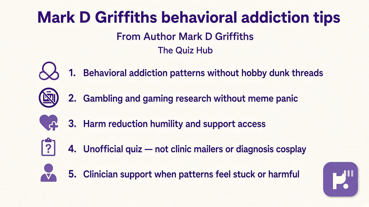Griffiths tips: behavioral not dunk; research humble; harm reduction; unofficial quiz; clinician when stuck