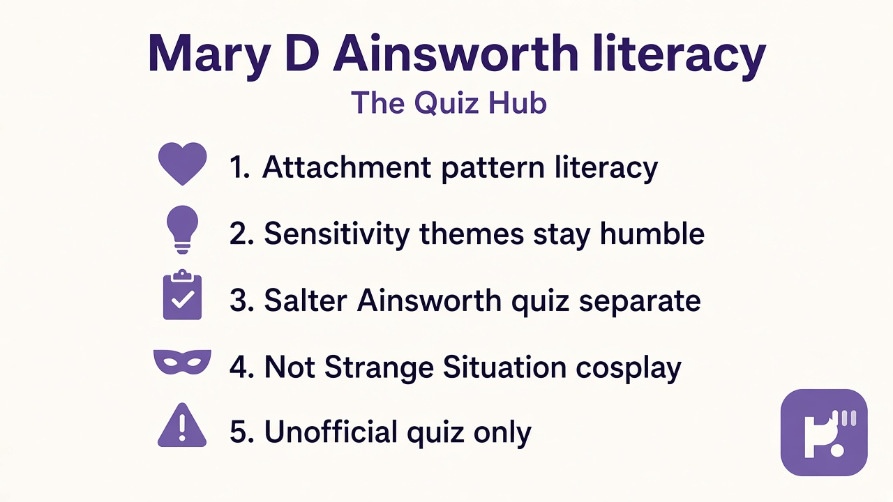 Ainsworth tips: attachment patterns; sensitivity themes; Salter sibling separate; not Strange Situation cosplay