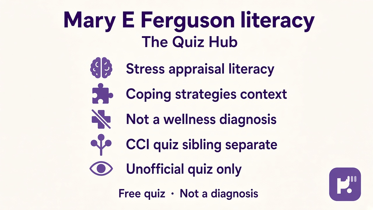 Ferguson tips: stress appraisal; coping strategies; not wellness diagnosis; CCI sibling separate