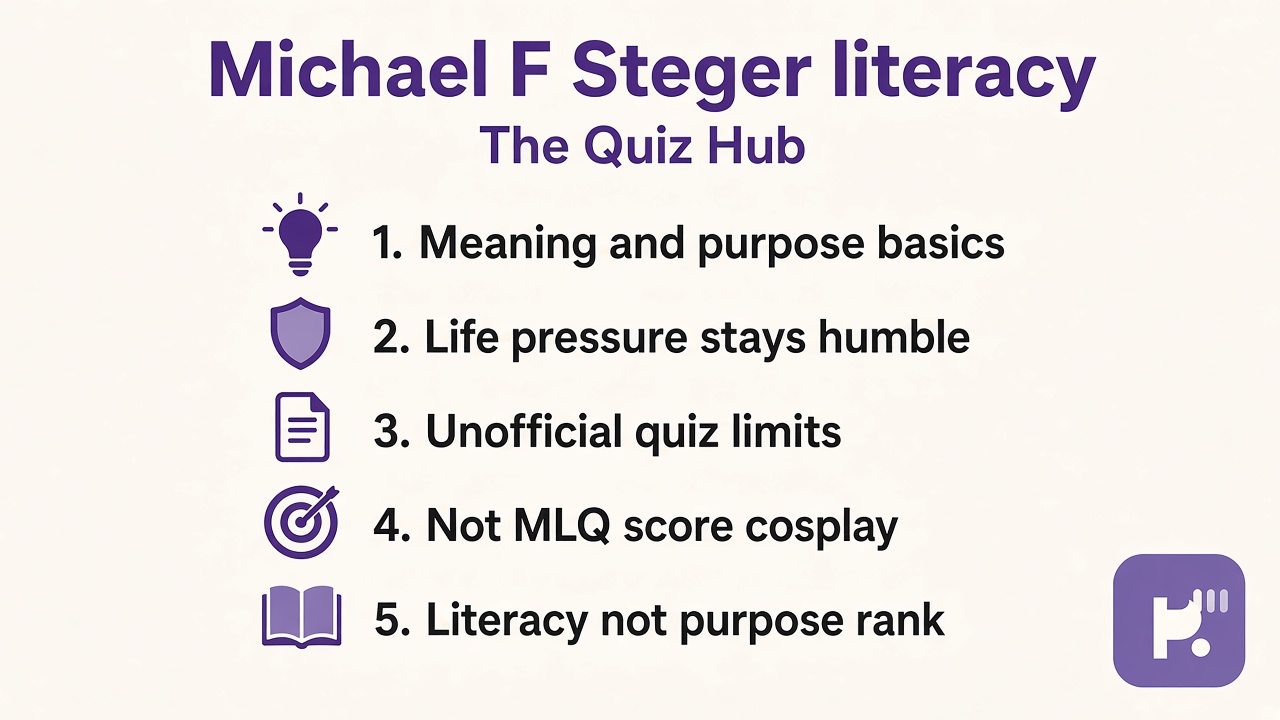 Steger tips: meaning purpose basics, pressure humble, unofficial quiz limits, not MLQ score cosplay