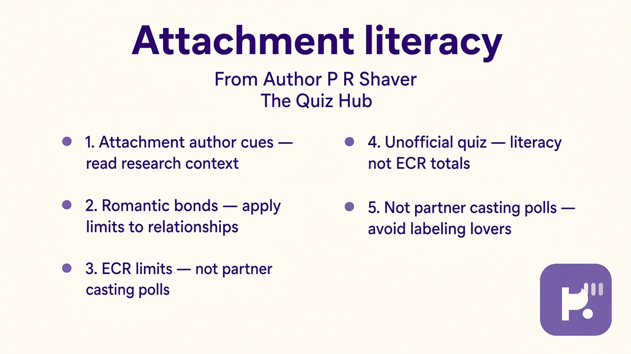 Shaver tips: attachment author cues; romantic bonds; ECR limits; unofficial quiz; not partner casting polls