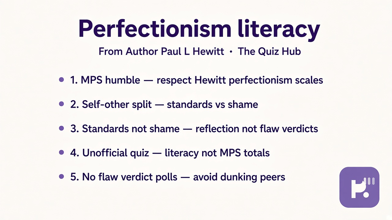 Hewitt tips: MPS humble; self-other split; standards not shame; unofficial quiz; no flaw verdict polls