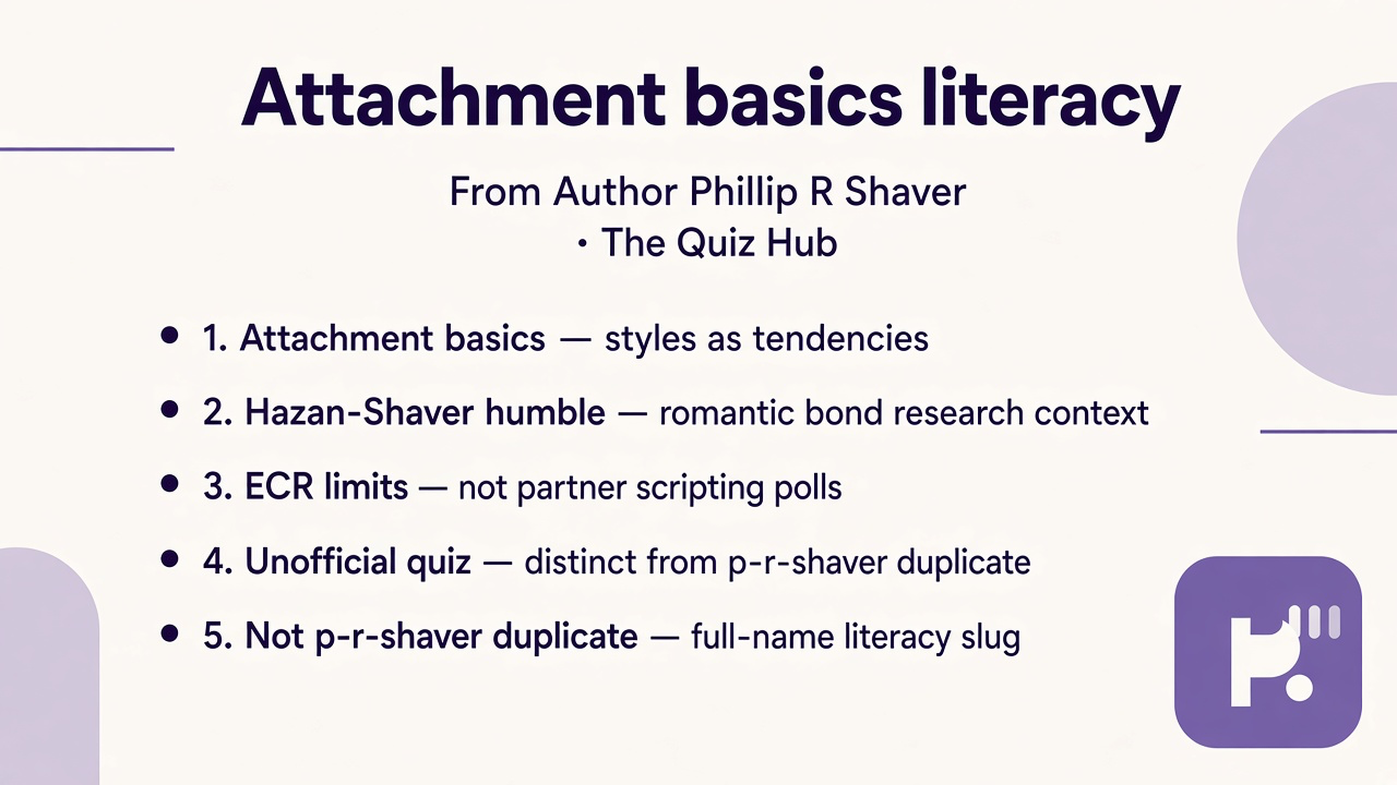 Phillip R Shaver tips: attachment basics; Hazan-Shaver humble; ECR limits; unofficial quiz; not p-r-shaver duplicate