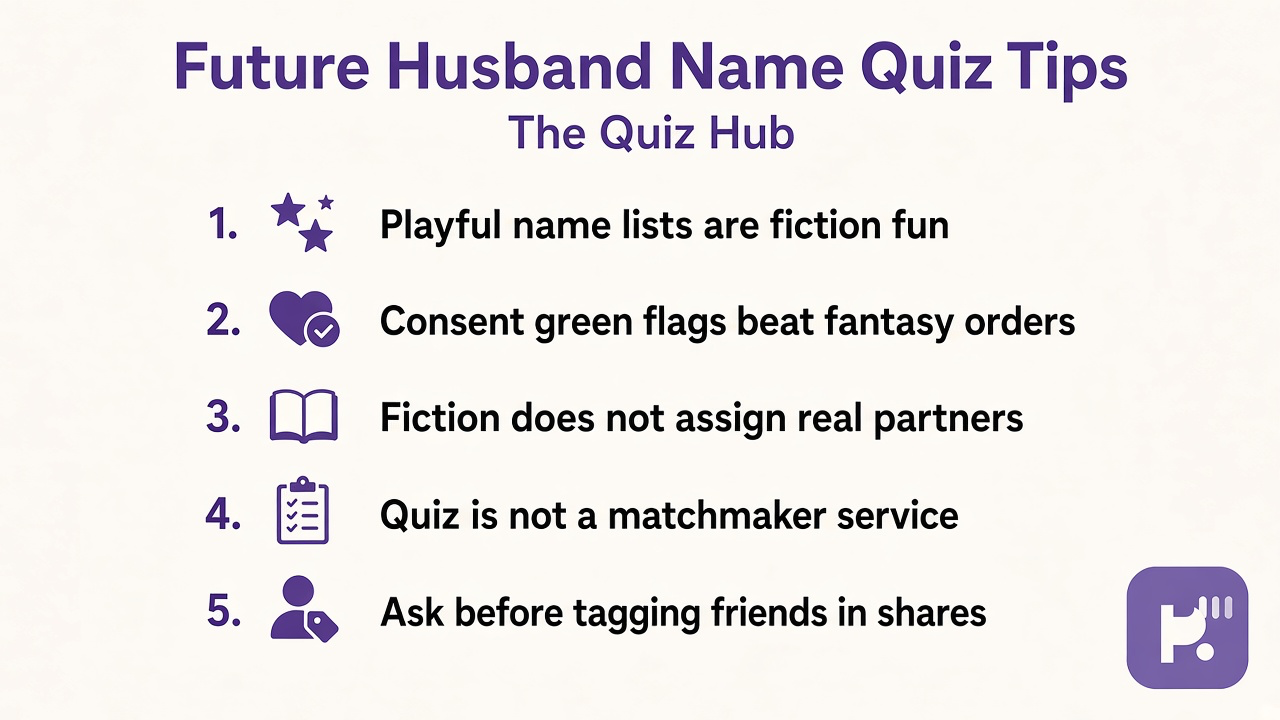 Future husband name tips: playful lists; consent green flags; fiction not partner orders; quiz not matchmaker