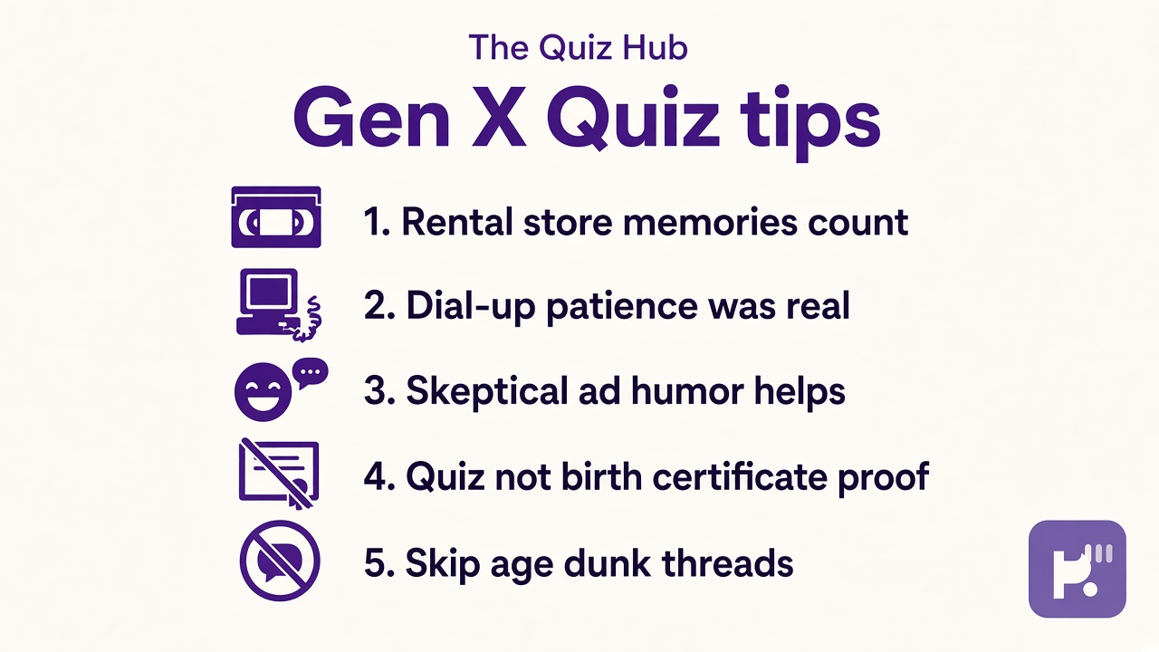 Gen X quiz tips: rental store memories; dial-up patience; skeptical ad humor; quiz not birth certificate proof