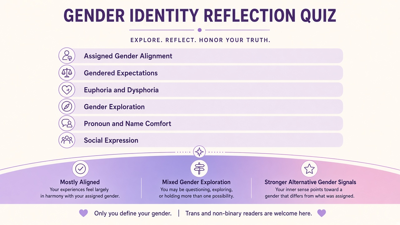 Gender identity test diagram with six reflection domain bars