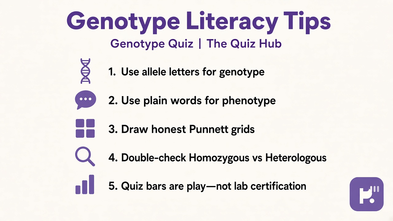 Genotype tips: allele letters, phenotype words, honest Punnett grids, playful bars not lab certification dunk threads