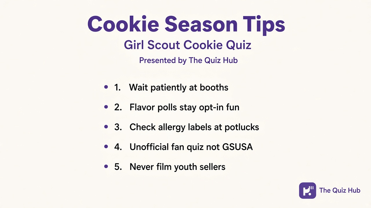 Cookie season tips: kind booth lines; flavor notes not fights; nutrition humility; unofficial not GSUSA