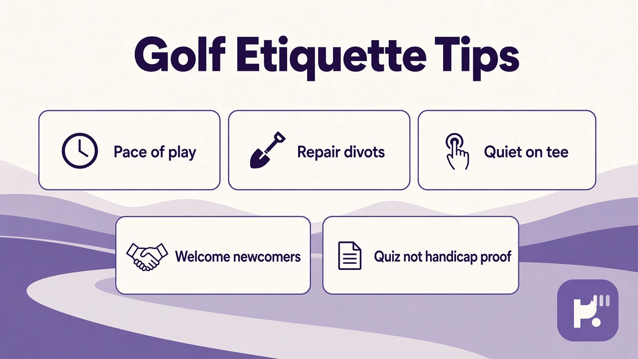 Golf quiz tips: repair divots; keep pace; honest scoring talk; quiz not handicap cert
