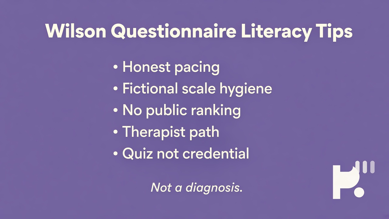 GWPQ tips: trait breadth; impulse pause; comparison humility; fictional unofficial quiz not Gray RST or diagnosis threads