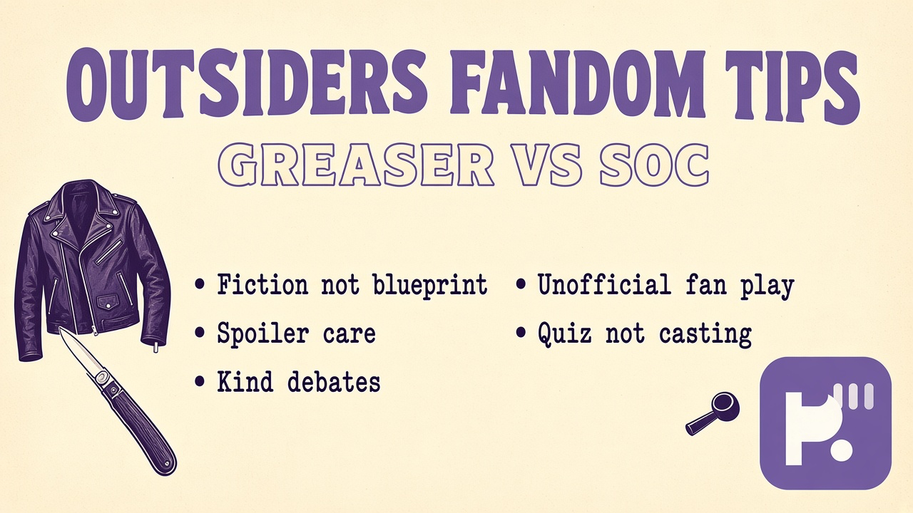 Outsiders fan tips: fiction not feud; greaser Soc literacy; spoiler tags; stay gold kindly; unofficial not publisher
