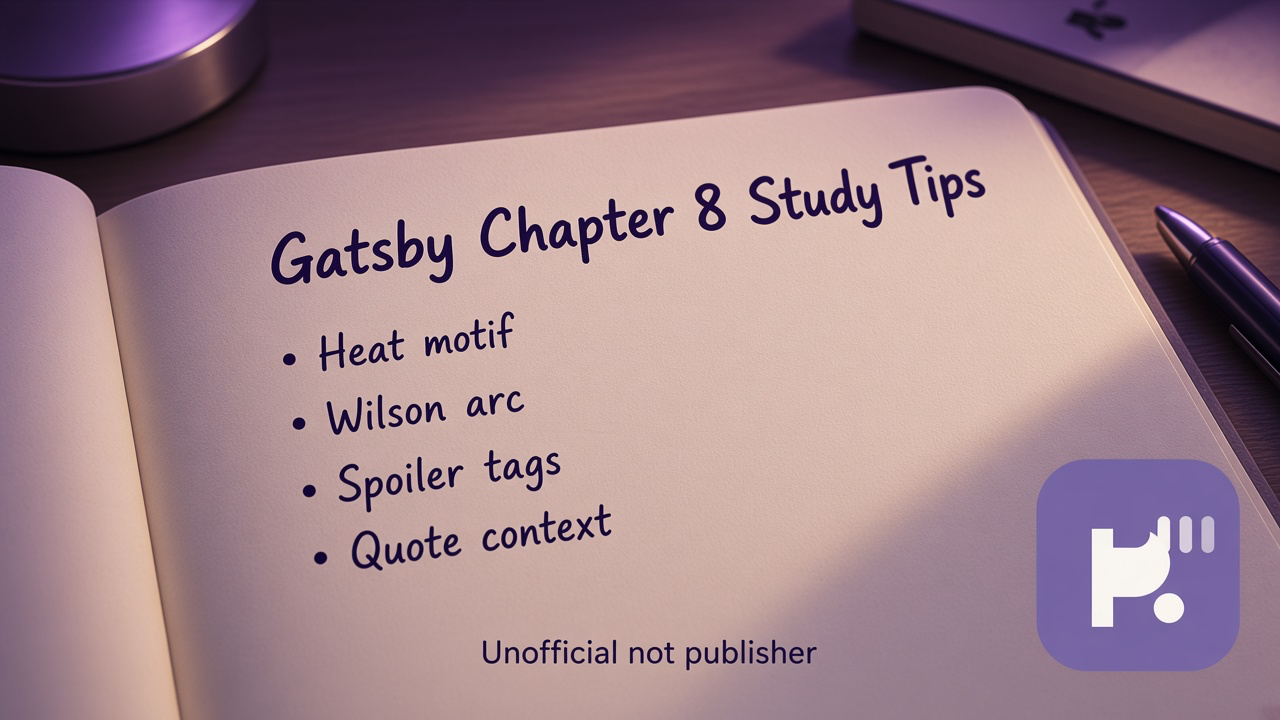 Gatsby chapter 8 tips: plot order; heat and pool motifs; spoiler tags; humble bars; unofficial not publisher