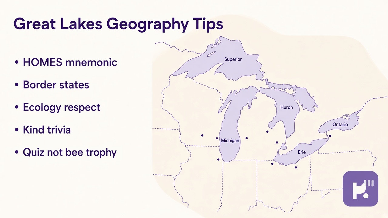 Great Lakes tips: HOMES order; border states; St Lawrence outlet; ecology respect; bars not bee champion threads