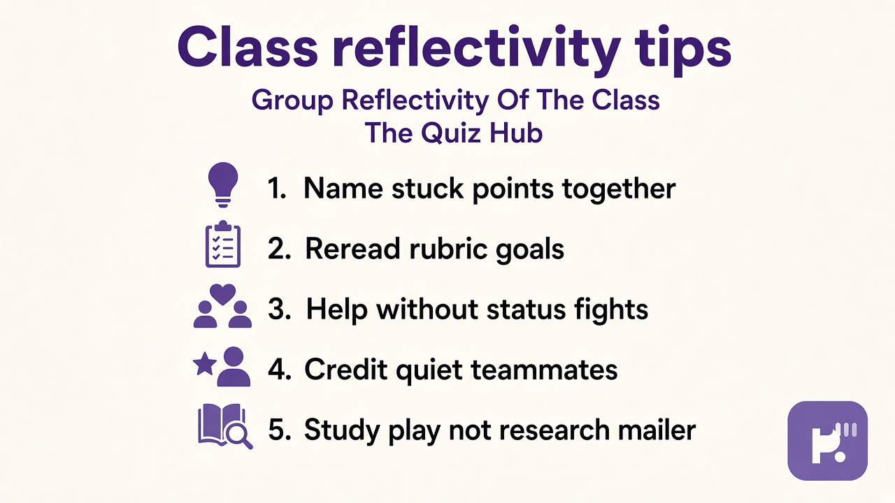 Class reflectivity tips: shared goals; problem talk; support not blame; unofficial not research mailer
