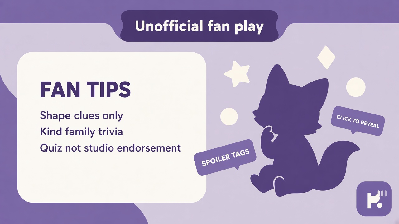 Unofficial Disney-style tips: fair silhouettes; tag spoilers; fan credit; quiz not Disney endorsement