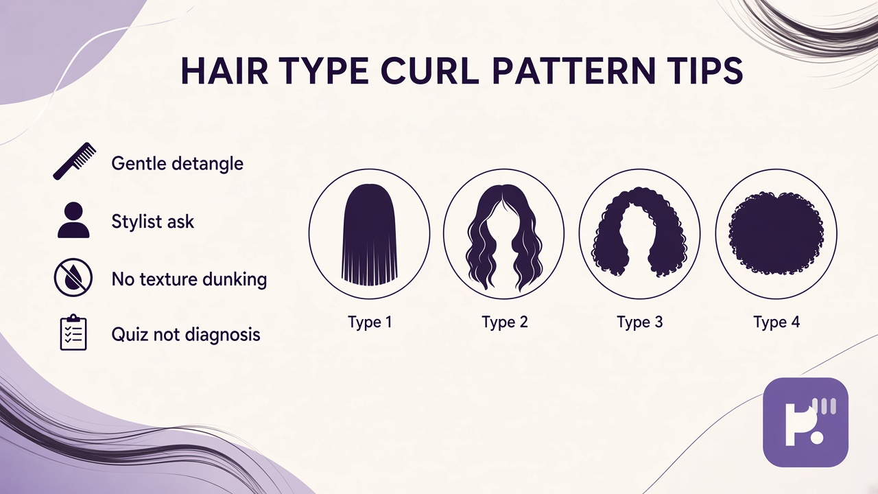 Hair type tips: pattern clues; wash-day humble; respect textures; quiz not stylist license
