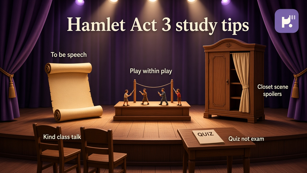 Hamlet Act 3 tips: To be soliloquy; mousetrap; closet scene; tag spoilers; quiz not AP exam