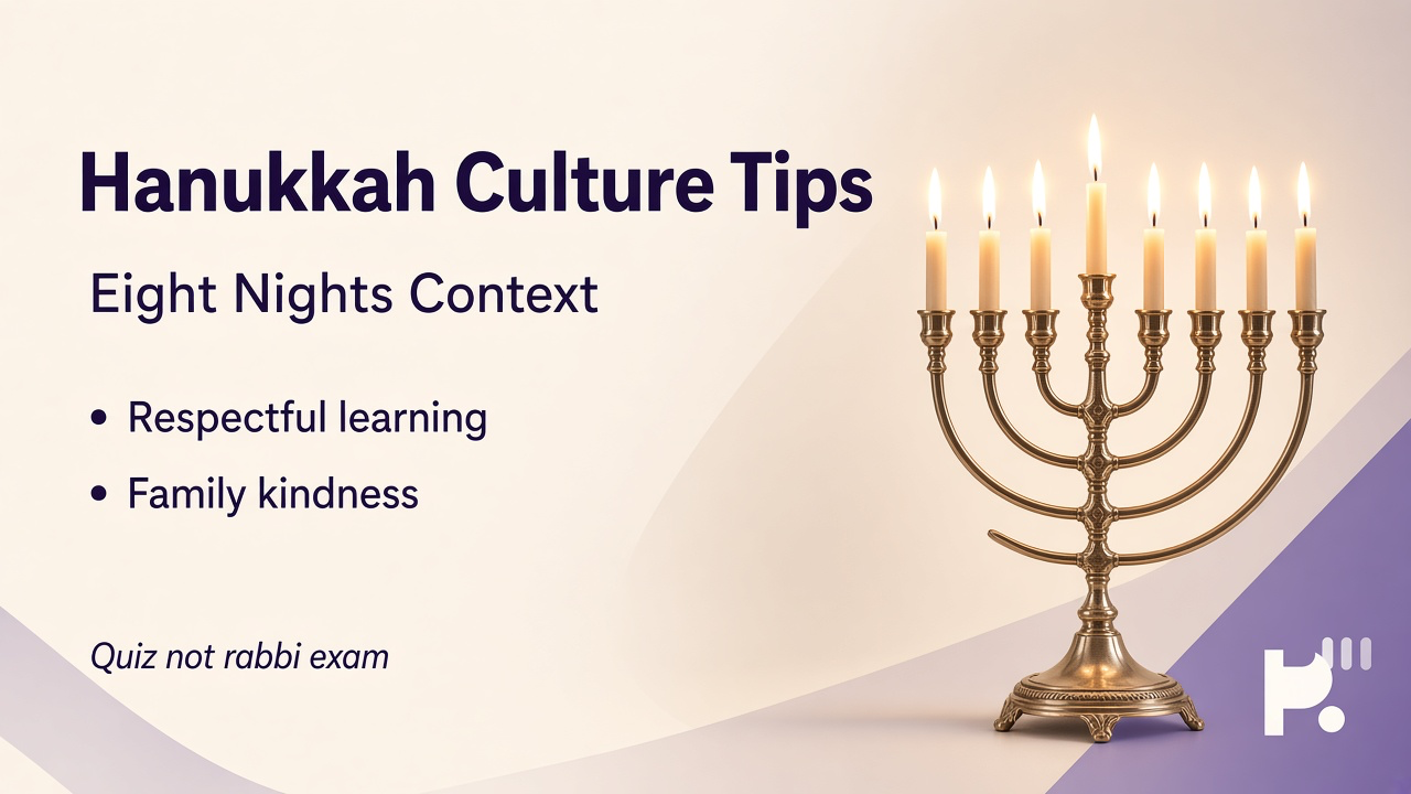 Hanukkah tips: story basics; menorah customs; respectful talk; quiz not clergy rulings or dunk threads