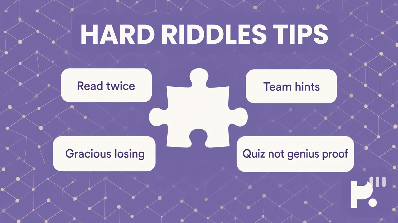 Hard riddles tips: read clues; patience not rage; tag answers; quiz not IQ rank or spoiler dumps