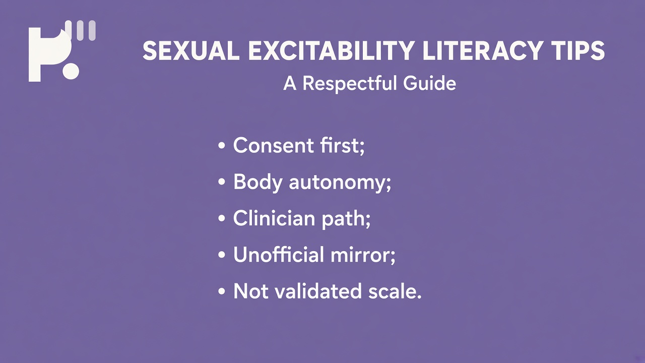 Excitability literacy: consent first; partner opt-in; fantasy boundaries; adults 18+; quiz not Hurlbert SAI clinical paste
