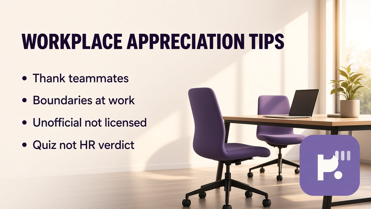 Workplace love language tips: thank teammates; balance load; respect boundaries; quiz not Gottman licensed