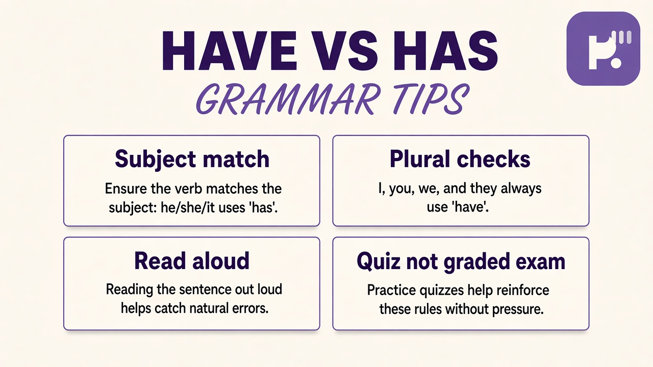Have has tips: she has he has; they have; does she have; kind edits; quiz not exam or dunk thread