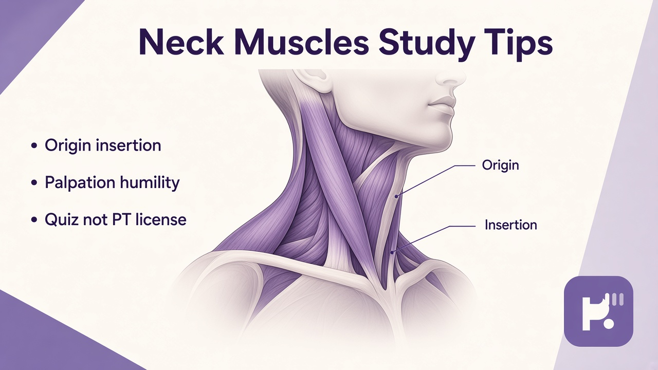 Head neck muscle tips: SCM scalenes; jaw movers; cite atlas; posture labels; quiz not med license