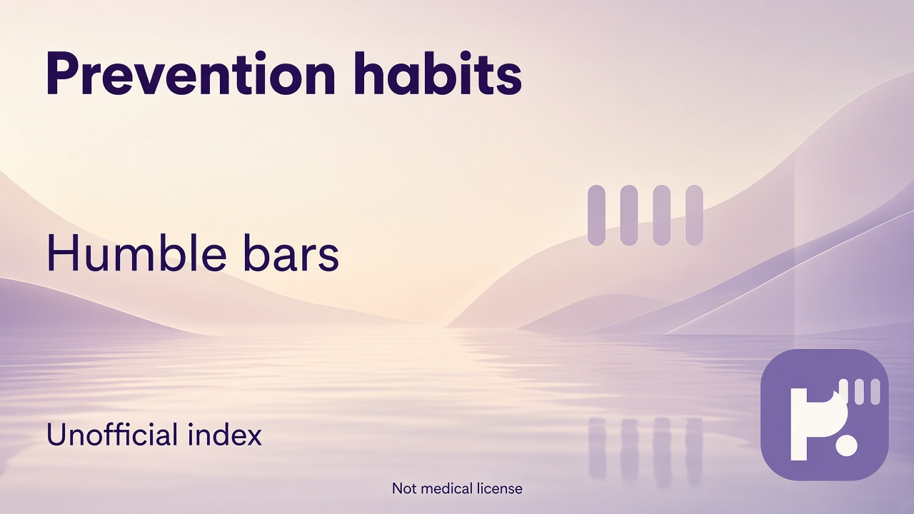Index 523 tips: prevention habits; trust clinicians; balance lifestyle; unofficial quiz not clinical score