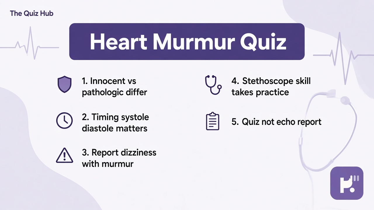 Heart murmur study tips: innocent vs pathologic; S1 S2 timing; apex base sites; report to RN; quiz not echo read