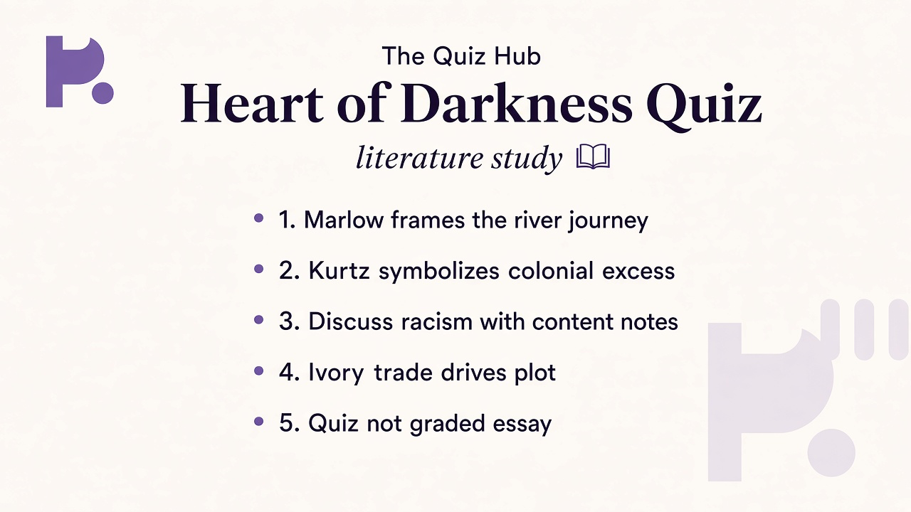 Heart of Darkness tips: Marlow frame; Congo river; Kurtz ivory arc; tag spoilers; colonial context; quiz not essay
