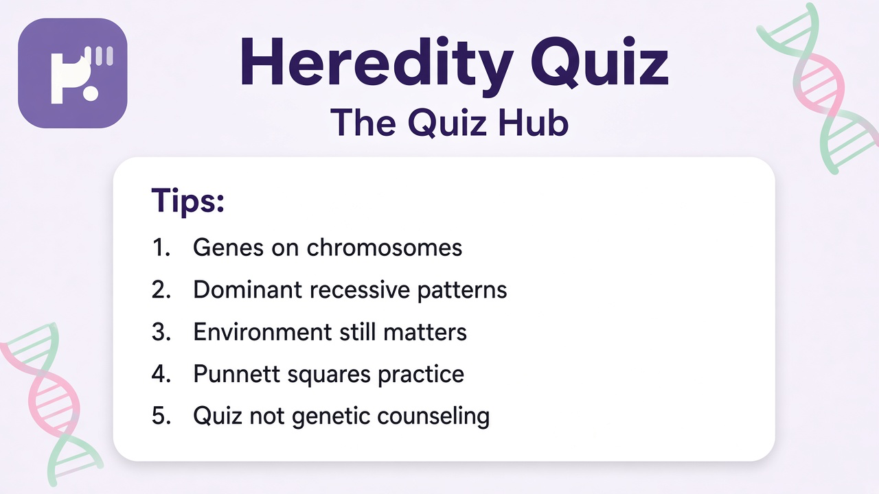 Heredity study tips: trait inheritance; pedigree symbols; genes plus environment; quiz not genetic counseling