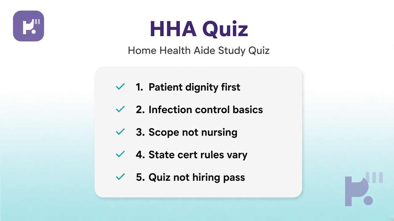 HHA study tips: vitals hygiene; dignity scope; report changes; quiz not state aide certification or clinical license pass