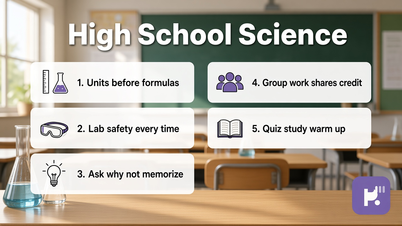 HS science tips: lab safety; humble unit misses; kind projects; playful bars not AP exam certification threads