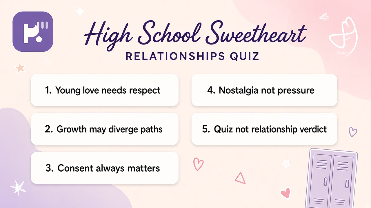 HS sweetheart tips: honor memories; clear check-ins; age-fit boundaries; unofficial quiz not love destiny or ex stalk license