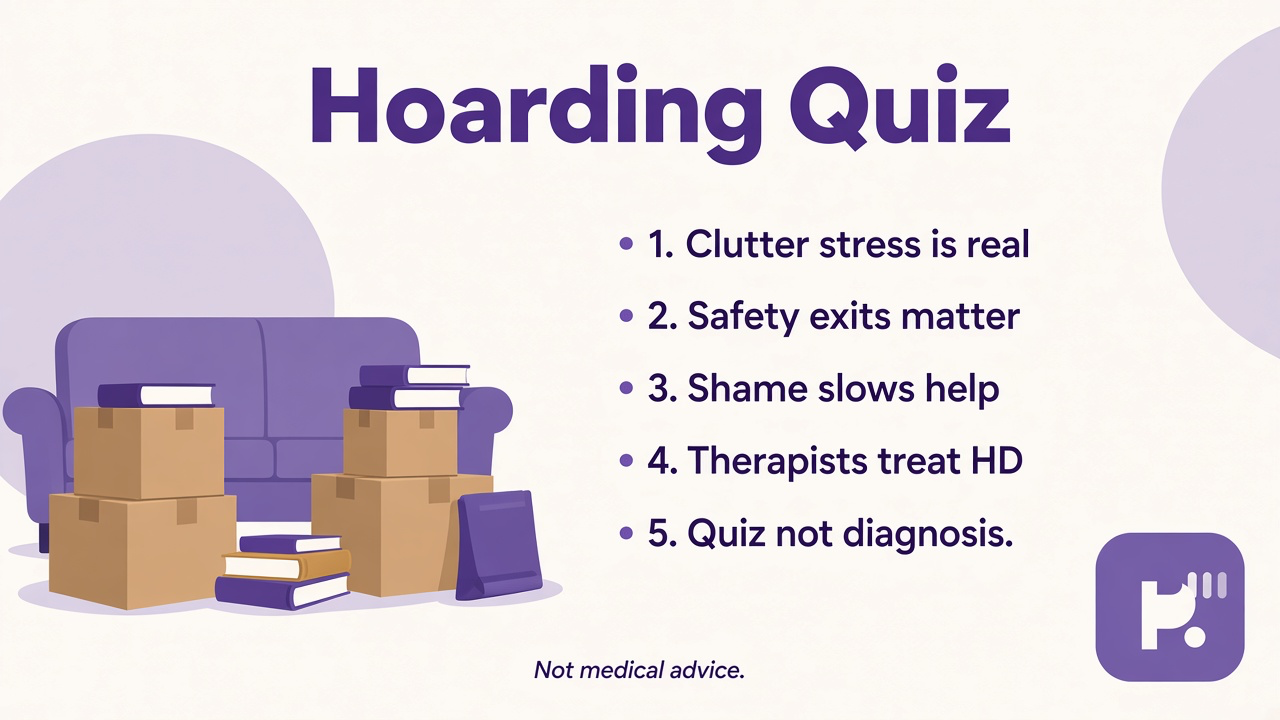 Clutter literacy tips: safety first; stigma-aware words; seek clinicians; quiz not diagnosis or stranger home audit license