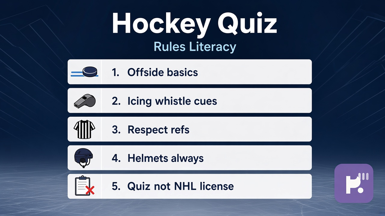 Hockey rules tips: icing offsides basics; penalty calm; respect refs and players; quiz not NHL official credentials