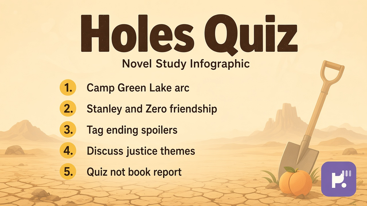 Holes novel tips: plot context; theme respect; spoiler tags; quiz not publisher final or spoil license