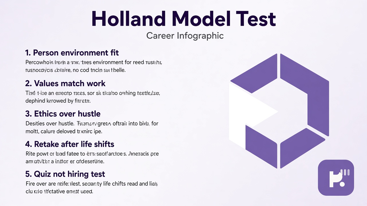 Holland model tips: person-environment fit; ethics not dunk; counseling boundaries; quiz not SDS or license