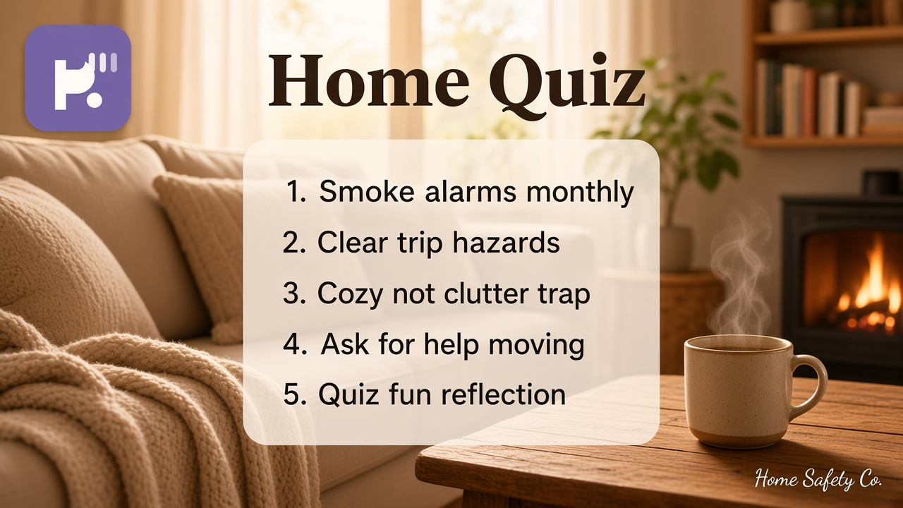 Home literacy tips: smoke checks; cozy calm; guest kindness; quiz not landlord inspection cosplay