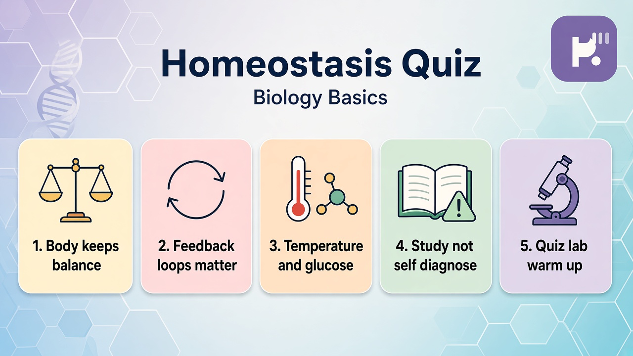 Homeostasis tips: feedback loops; set points; cite atlas; lab humility; quiz not med diagnosis cosplay