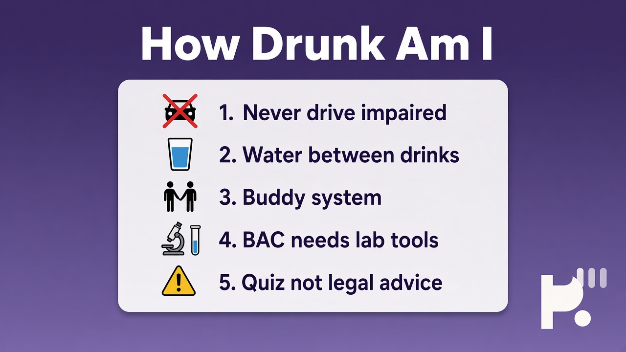 Night-out safety tips: sober rides; pace drinks; check friends; quiz not BAC legal advice