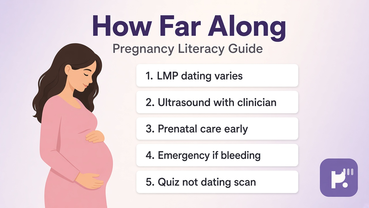 Pregnancy literacy tips: LMP basics; prenatal visits; ultrasound with clinicians; quiz not due date