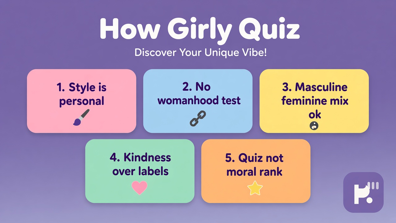 Girly expression tips: style joy; mixed hobbies; anti-shame; quiz not moral rank or womanhood test