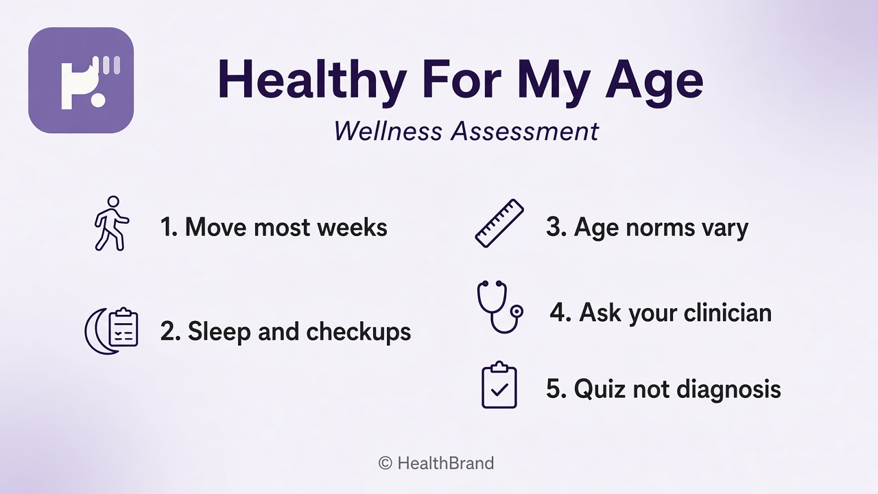 Healthy aging tips: age-fit habits; nourish and move; book clinicians; quiz not diagnosis; skip age rank dunking
