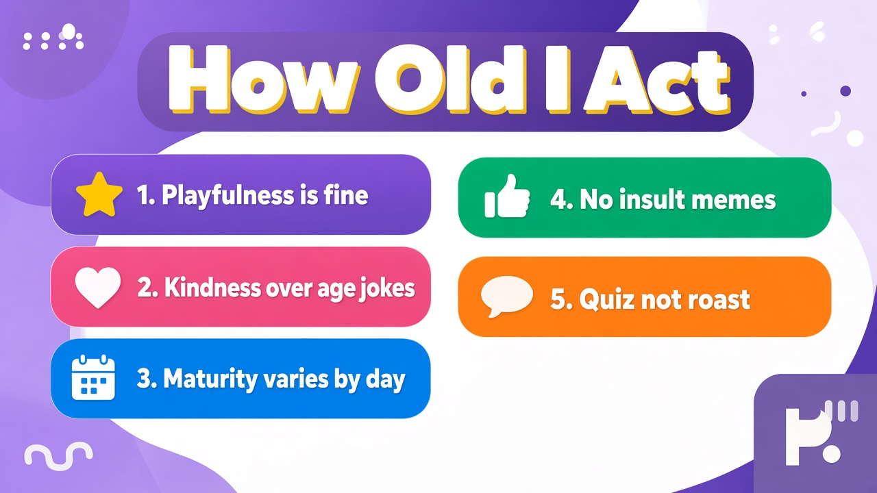 Social age tips: playful humor maturity; kind friend caps; balanced memes; quiz not insult partners online