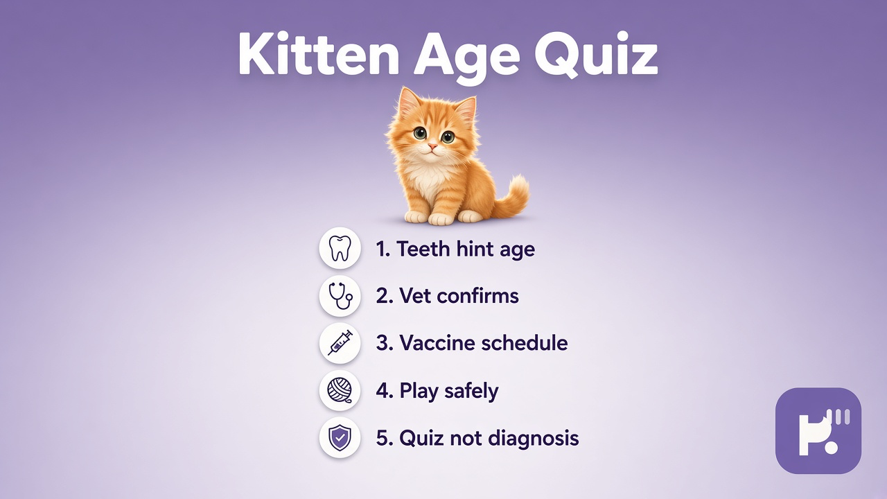 Kitten age tips: milestone literacy; book vet visits; playful guesses; quiz not vet diagnosis or treatment online