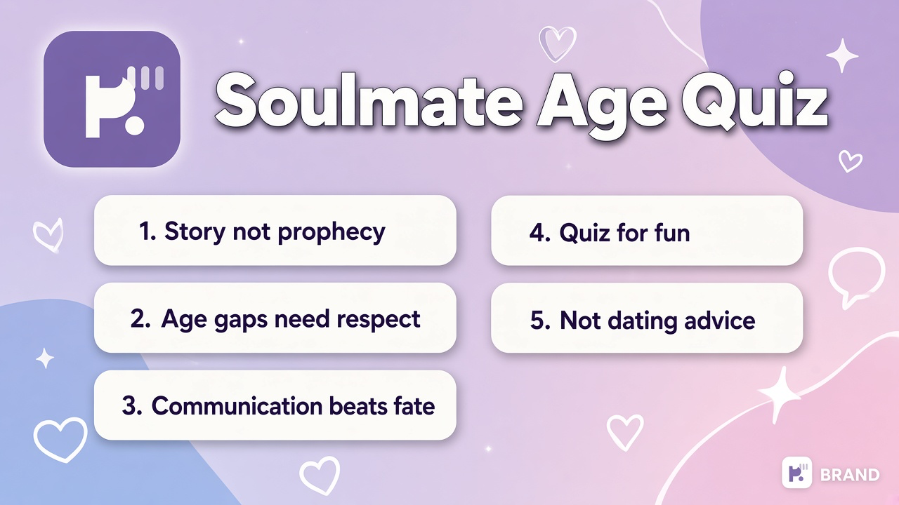 Soulmate age tips: story play with consent; meme literacy; no fate forecasts; quiz not prediction or partner pressure